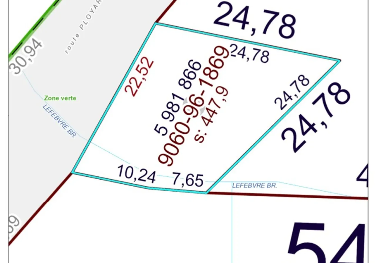 Terrain à vendre -  Route Ployart, Lefebvre, J0H 2C0