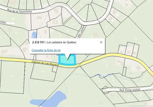 Terrain à vendre -  Ch. du Lac-Renaud, Sainte-Adèle, J8B 2T6