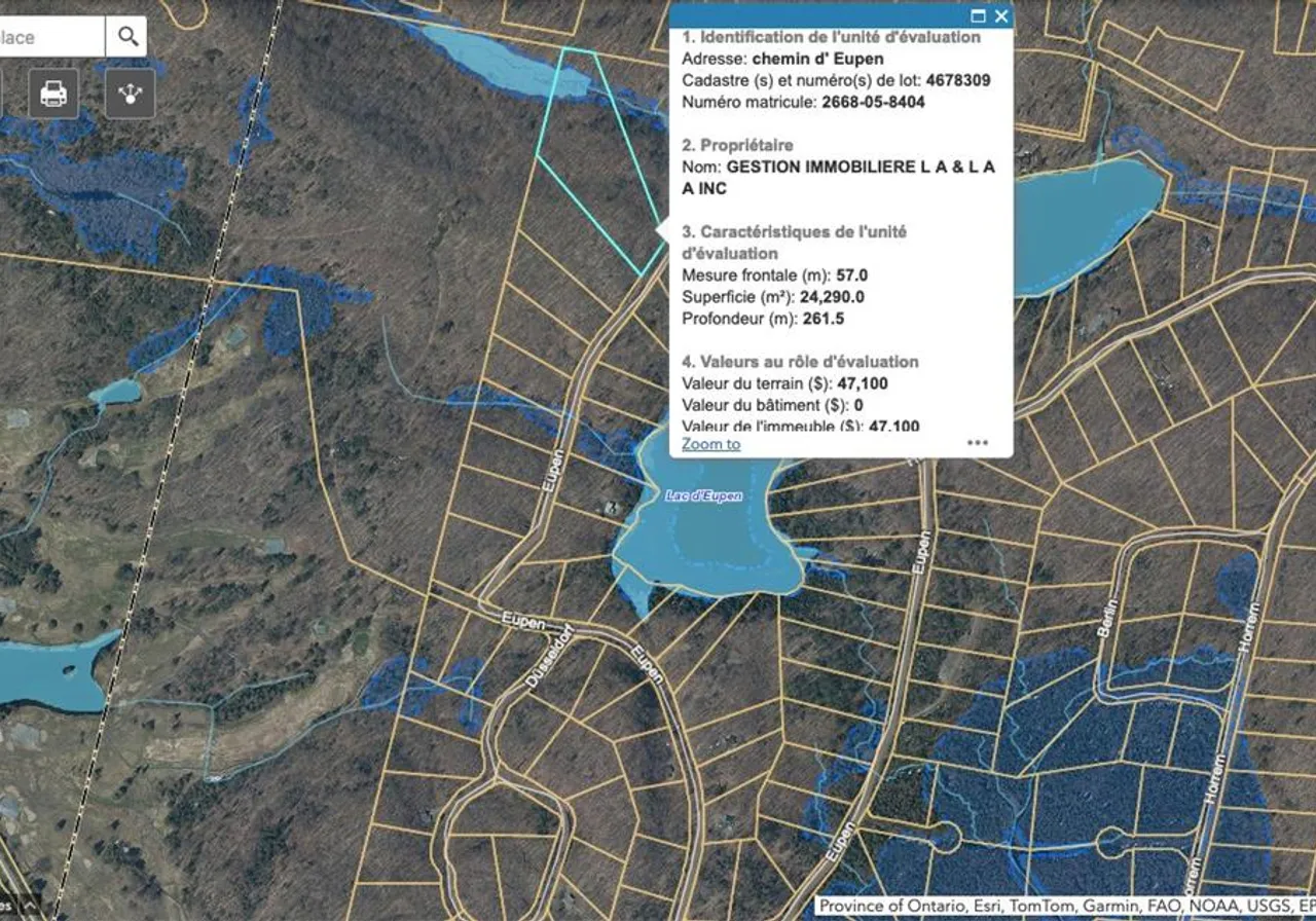 Land for Sale -  Ch. d'Eupen, Brownsburg-Chatham, J8G 2N7